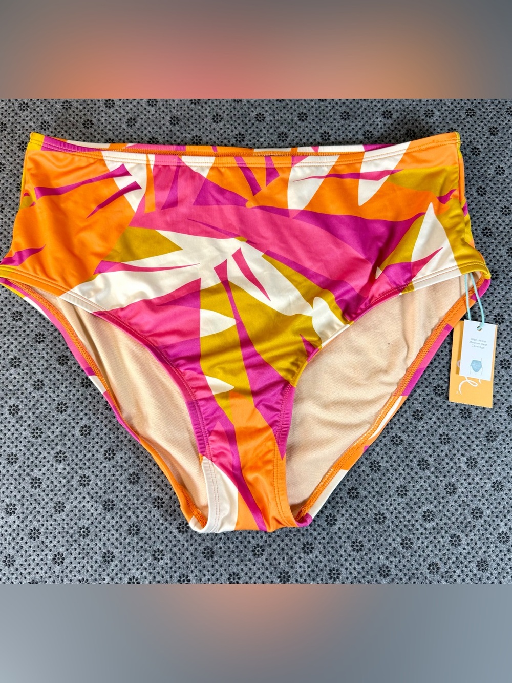 Kona Sol Pink Tropical Print Bikini Bottoms